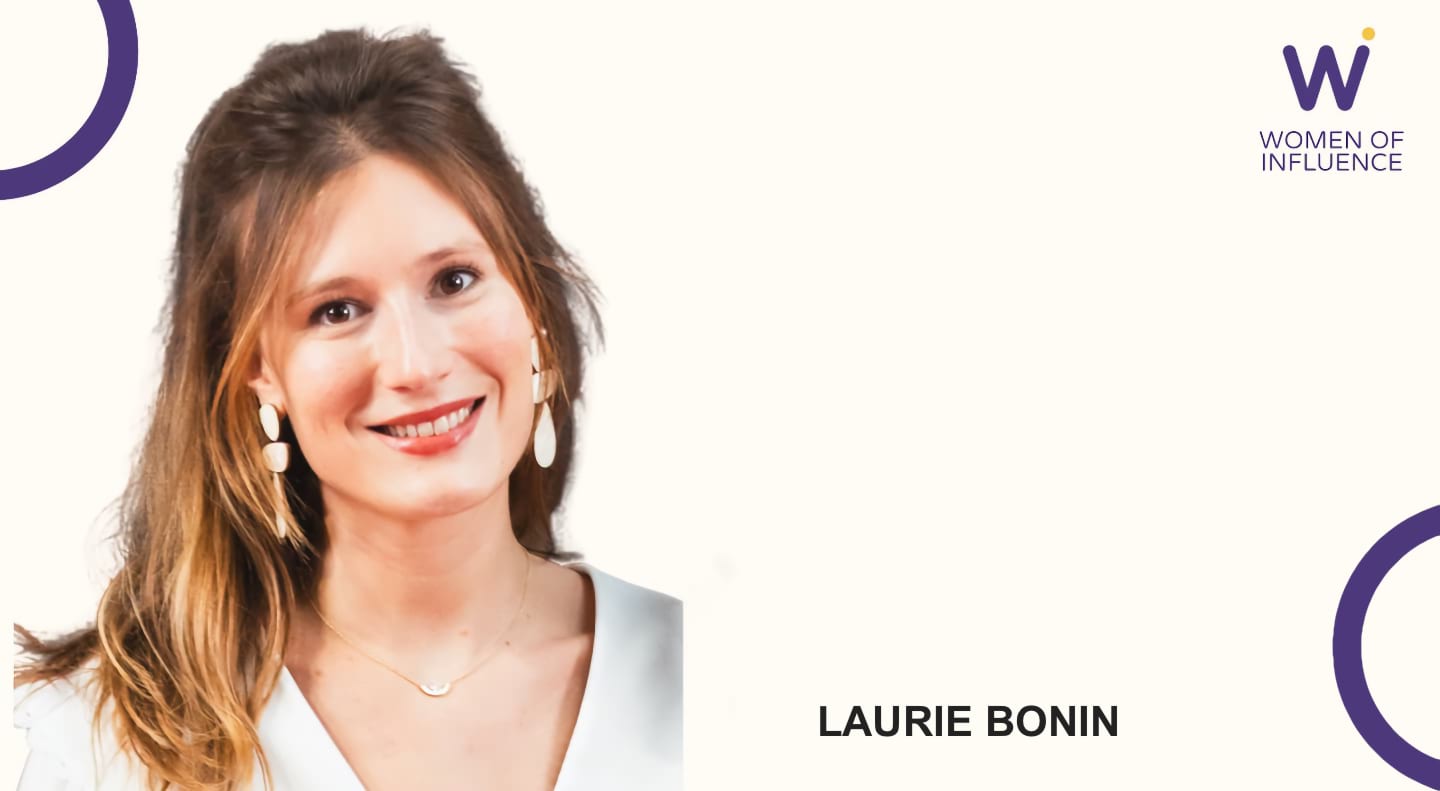 Portrait of Laurie Bonin with the logo in the upper left.